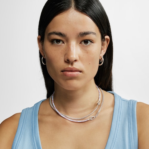 Collar elástico de plata con cordón rosa y azul TOUS MANIFESTO