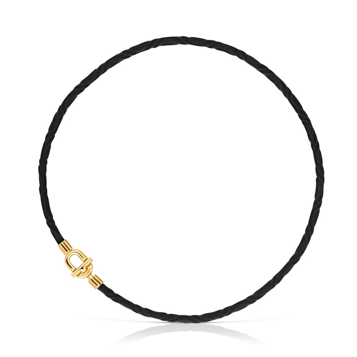 TOUS MANIFESTO Elastic necklace-bracelet with 18 kt gold plating over silver and black cord