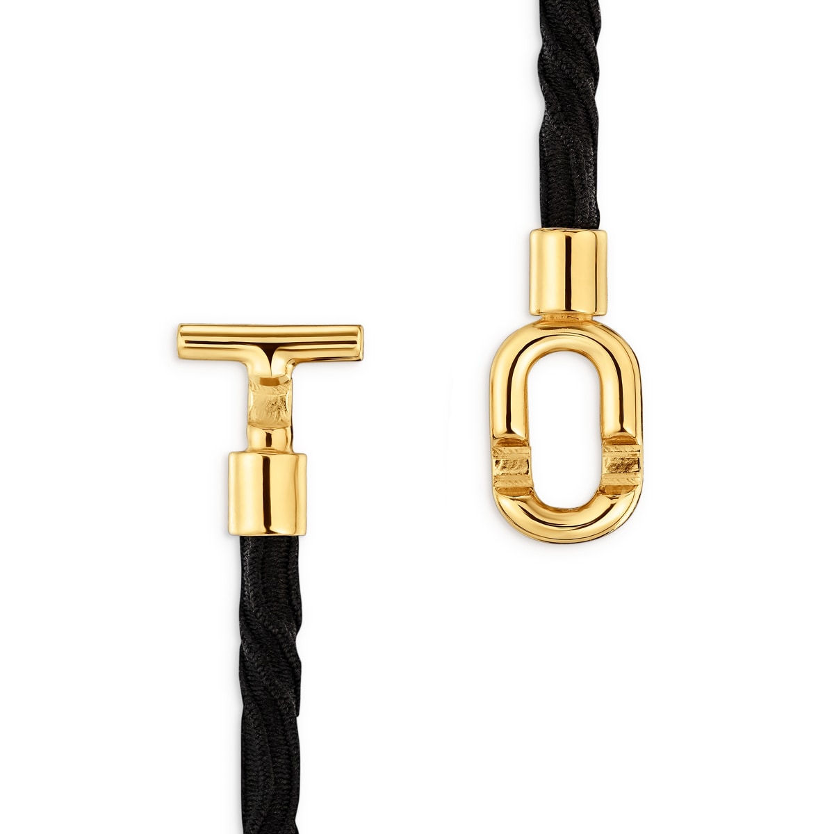 TOUS MANIFESTO Elastic necklace-bracelet with 18 kt gold plating over silver and black cord