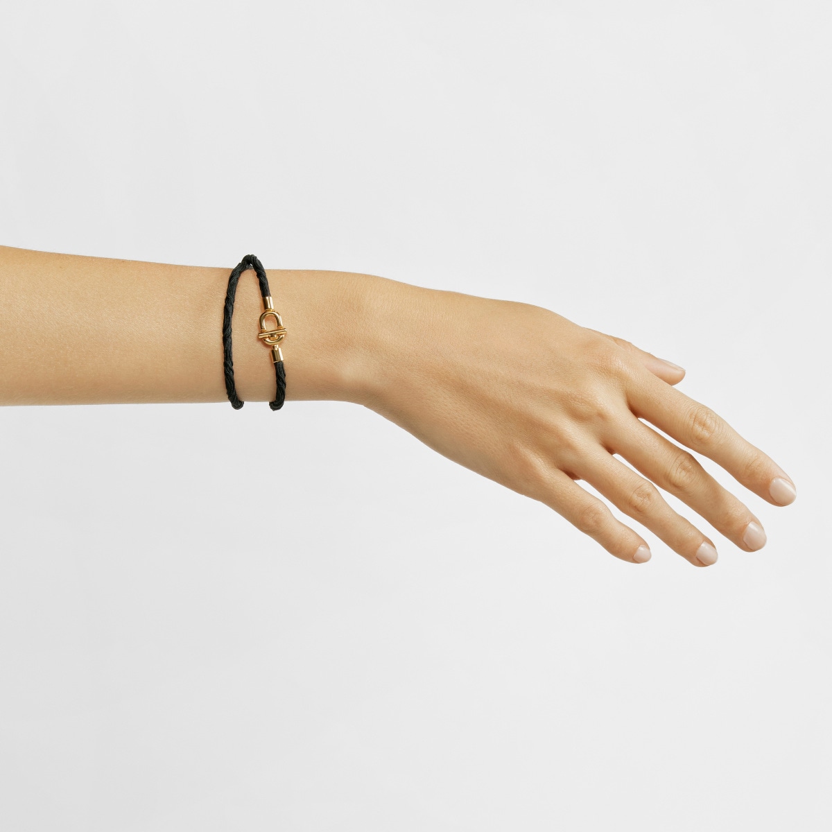 TOUS MANIFESTO Elastic necklace-bracelet with 18 kt gold plating over silver and black cord