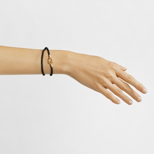 TOUS MANIFESTO Elastic necklace-bracelet with 18 kt gold plating over silver and black cord