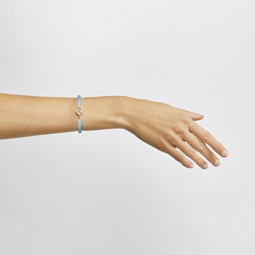 Pulsera de plata y calcedonia tratada azul TOUS MANIFESTO
