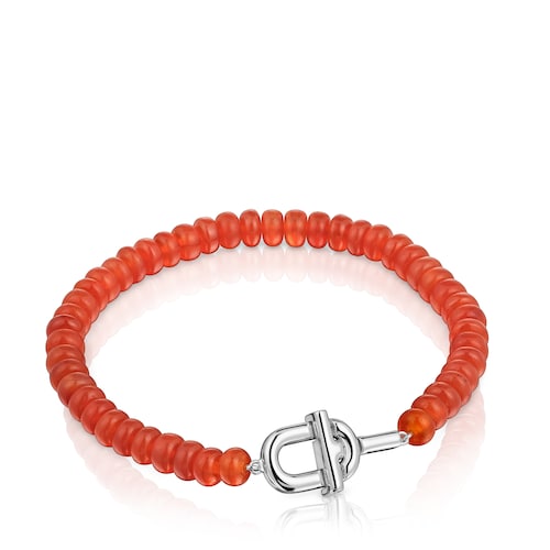 Silver Bracelet with treated orange chalcedony TOUS MANIFESTO