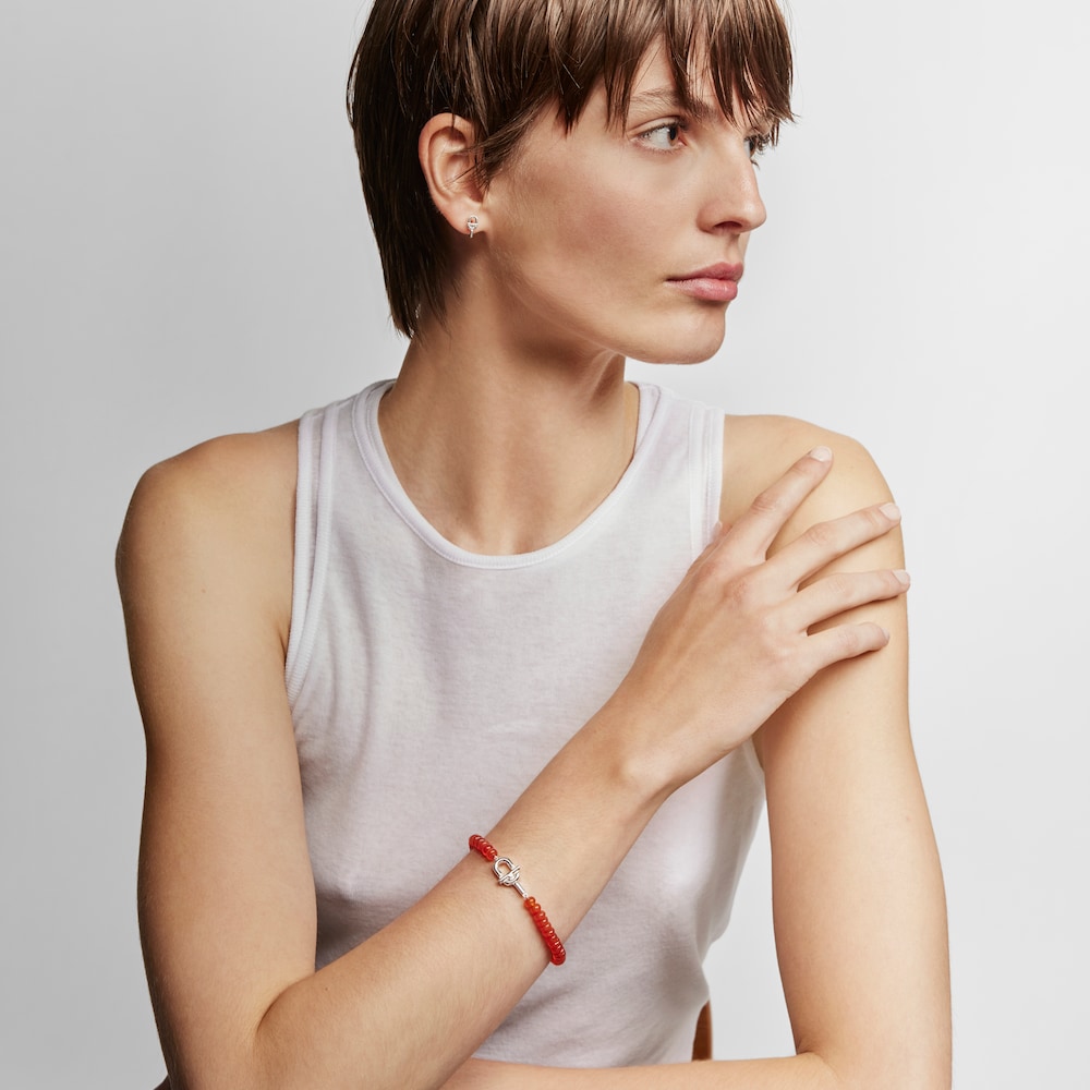 Bransoletka ze srebra z oszlifowanym pomarańczowym chalcedonem TOUS MANIFESTO