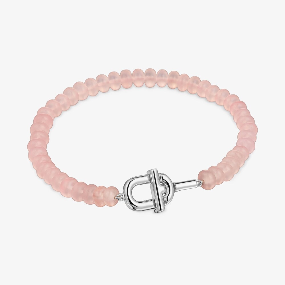 Bransoletka ze srebra z oszlifowanym r&oacute;żowym chalcedonem TOUS MANIFESTO