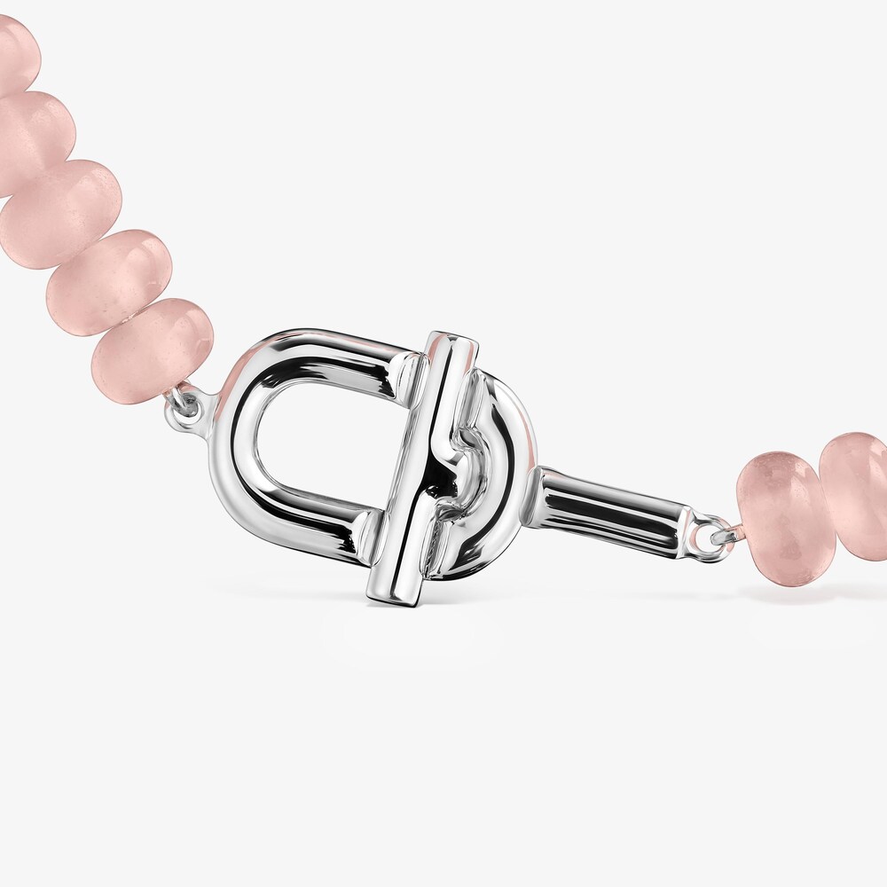 Bransoletka ze srebra z oszlifowanym r&oacute;żowym chalcedonem TOUS MANIFESTO