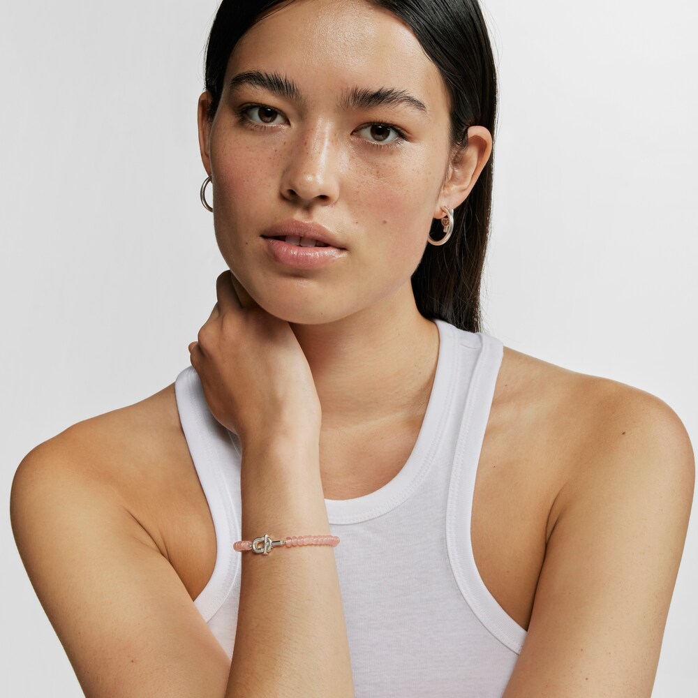 Bransoletka ze srebra z oszlifowanym r&oacute;żowym chalcedonem TOUS MANIFESTO