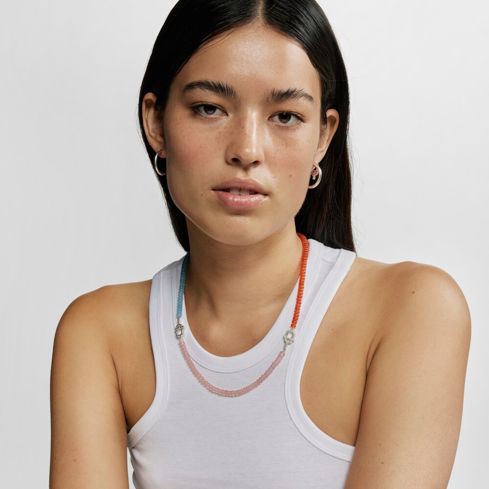 Bransoletka ze srebra z oszlifowanym r&oacute;żowym chalcedonem TOUS MANIFESTO