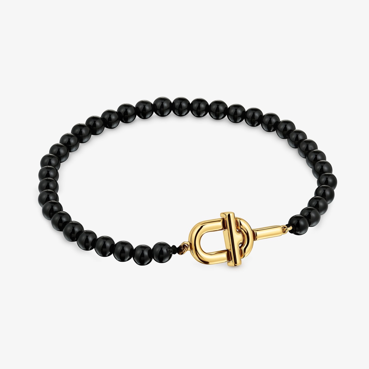 Pulsera Con Baño De Oro 18 Kt Sobre Plata Y Ónix Manifesto