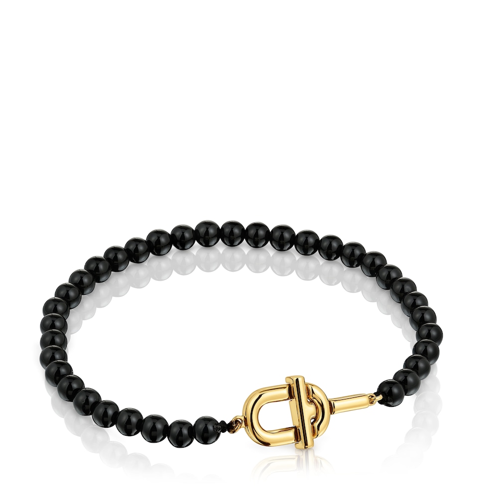 Bracelet with 18kt gold plating over silver and onyx TOUS MANIFESTO