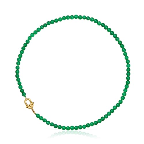 TOUS MANIFESTO Necklace with 18kt gold plating over silver with trated chalcedony