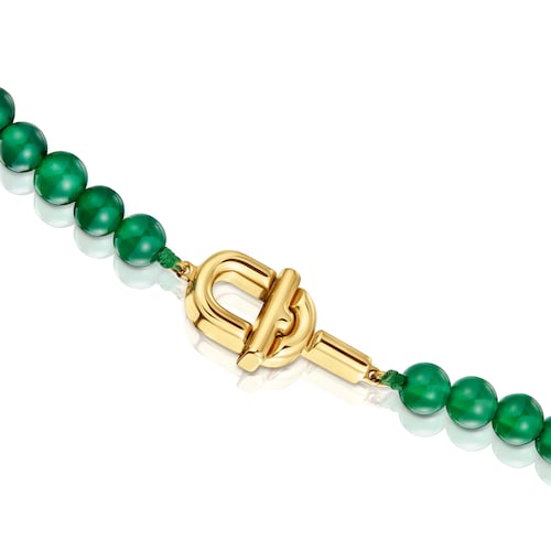 TOUS MANIFESTO Necklace with 18kt gold plating over silver with trated chalcedony