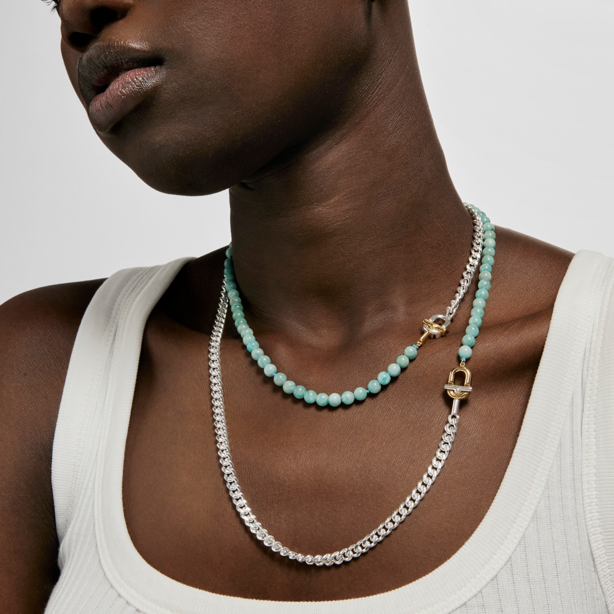TOUS MANIFESTO Necklace with 18kt gold plating over silver with amazonite