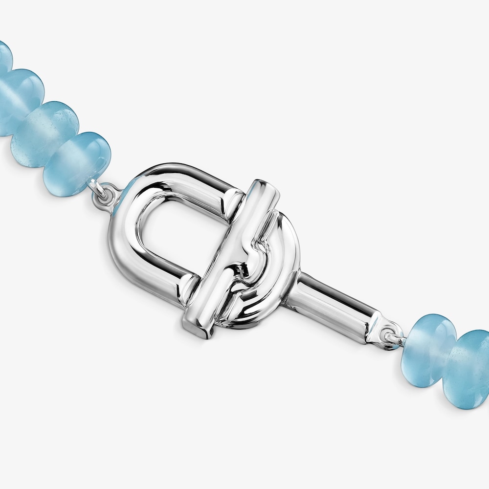 Naszyjnik ze srebra z oszlifowanym niebieskim chalcedonem TOUS MANIFESTO