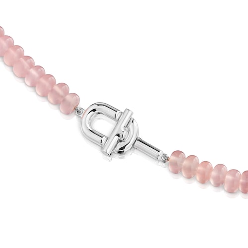 Silver Necklace with treated pink chalcedony TOUS MANIFESTO