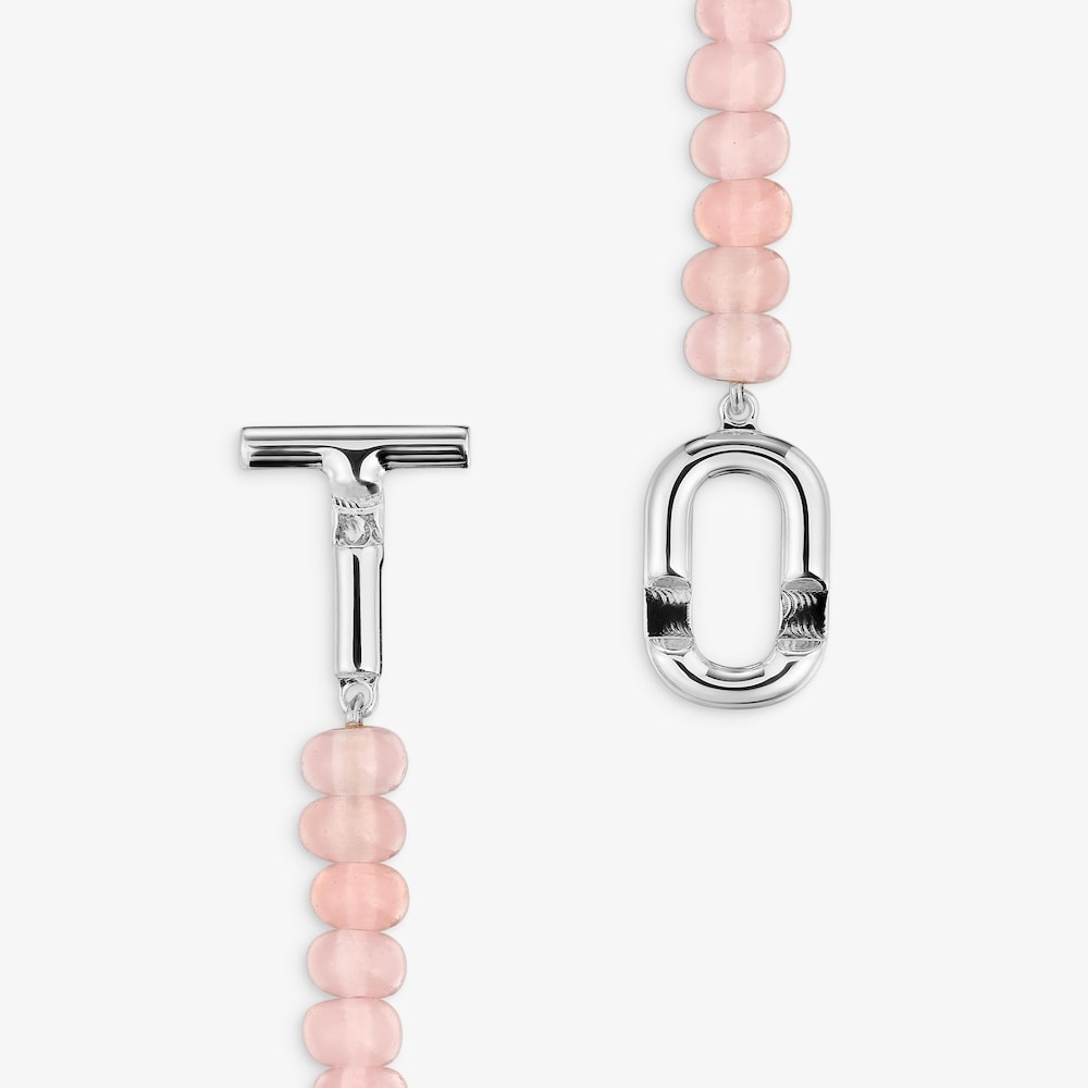 Naszyjnik ze srebra z oszlifowanym r&oacute;żowym chalcedonem TOUS MANIFESTO