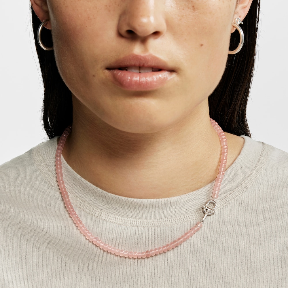 Naszyjnik ze srebra z oszlifowanym r&oacute;żowym chalcedonem TOUS MANIFESTO