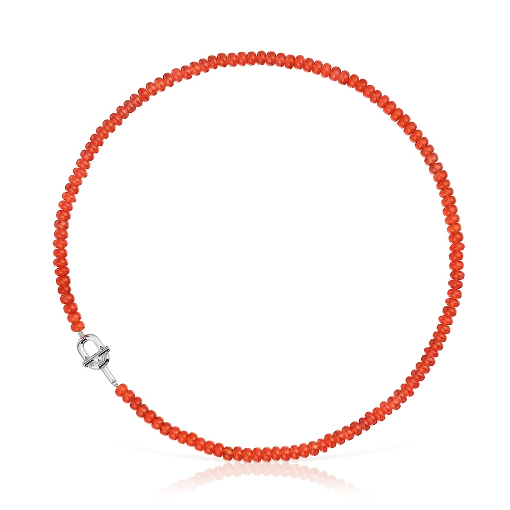 Silver Necklace with treated orange chalcedony TOUS MANIFESTO