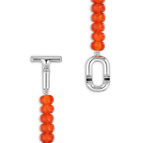 Silver Necklace with treated orange chalcedony TOUS MANIFESTO