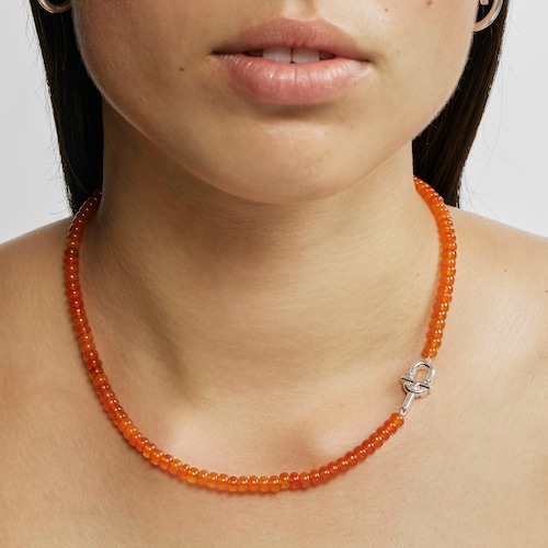 Silver Necklace with treated orange chalcedony TOUS MANIFESTO