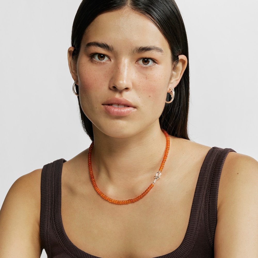 Silver Necklace with treated orange chalcedony TOUS MANIFESTO