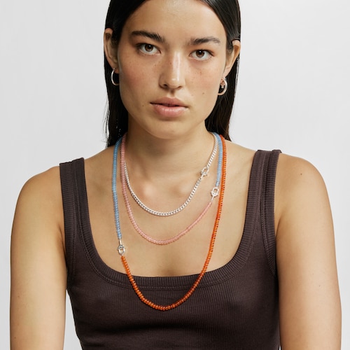 Silver Necklace with treated orange chalcedony TOUS MANIFESTO