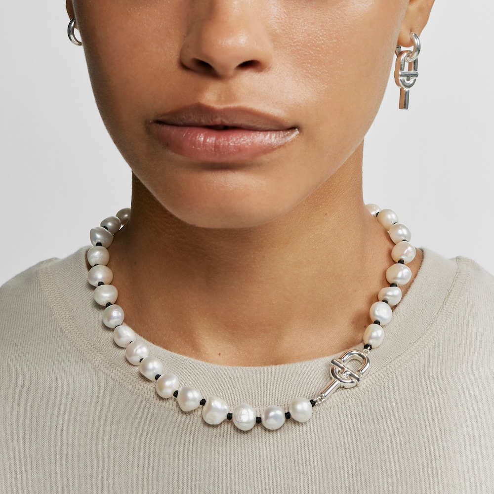 44&nbsp;cm black nylon Necklace with cultured pearls TOUS MANIFESTO
