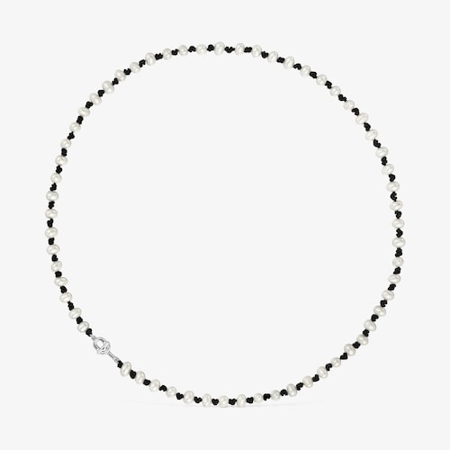 Naszyjnik z czarnego nylonu o długości 42&nbsp;cm z perłami hodowanymi TOUS MANIFESTO