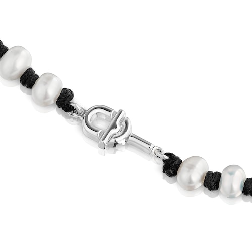 42 cm black nylon Necklace with cultured pearls TOUS MANIFESTO