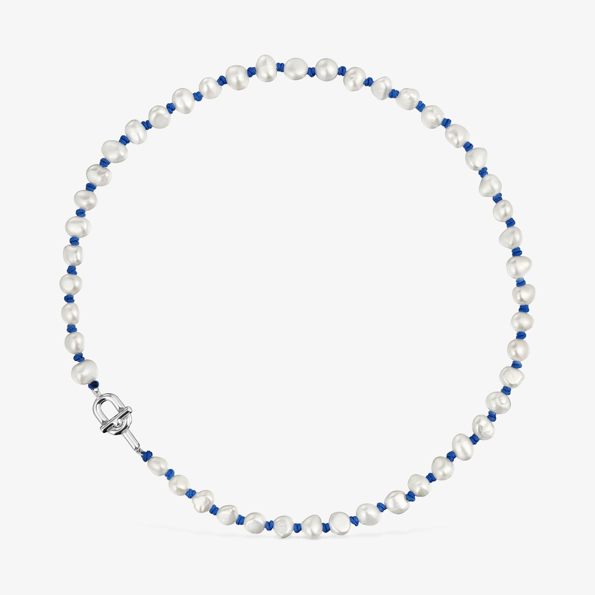 Tous - Collar De Nylon Azul Con Plata Y Perlas Cultivadas 45 Cm Tous Manifesto - Azul