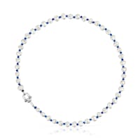 45 cm blue nylon and silver Necklace with cultured pearls TOUS MANIFESTO