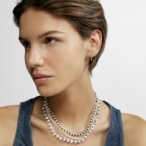 45 cm blue nylon and silver Necklace with cultured pearls TOUS MANIFESTO