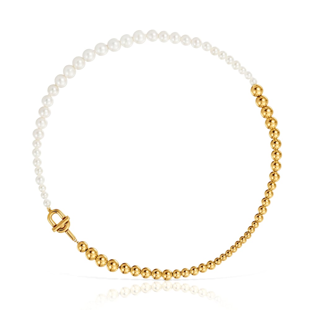 Collar con baño de oro 18 kt sobre plata y perlas cultivadas TOUS MANIFESTO image number 0