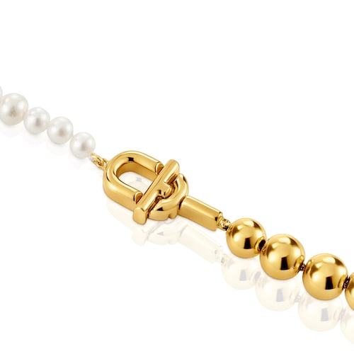 Necklace with 18kt gold plating over silver and cultured pearls TOUS MANIFESTO