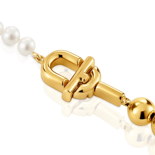 Necklace with 18kt gold plating over silver and cultured pearls TOUS MANIFESTO