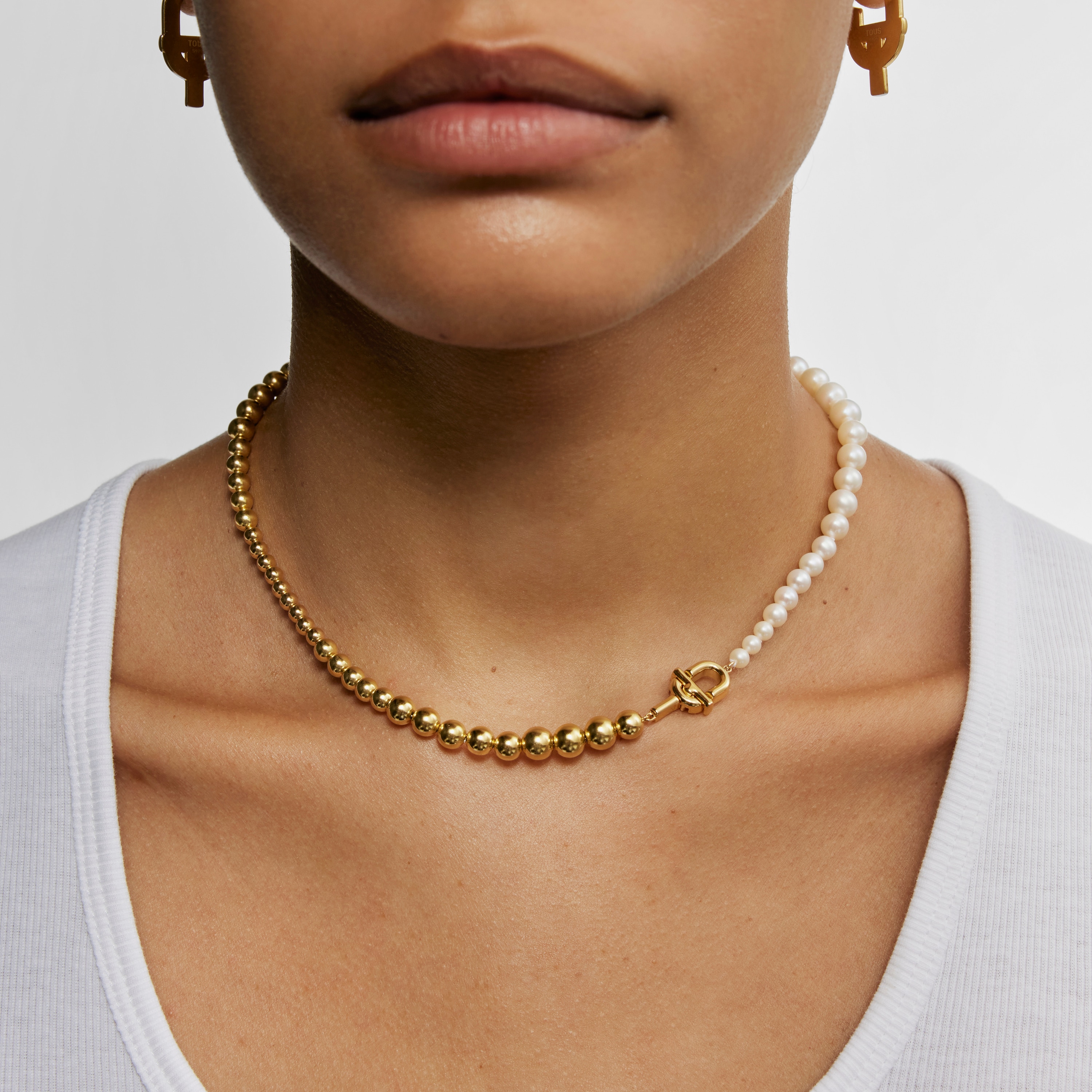 Collar con baño de oro 18 kt sobre plata y perlas cultivadas TOUS MANIFESTO