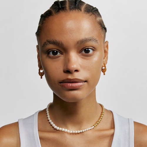 Necklace with 18kt gold plating over silver and cultured pearls TOUS MANIFESTO