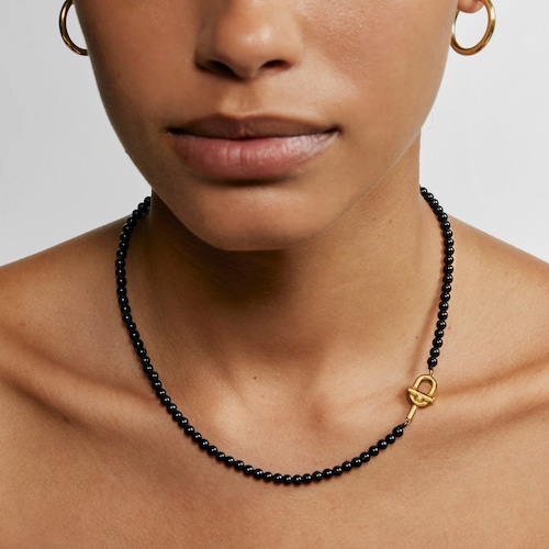 43 cm Necklace with 18kt gold plating over silver and onyx TOUS MANIFESTO