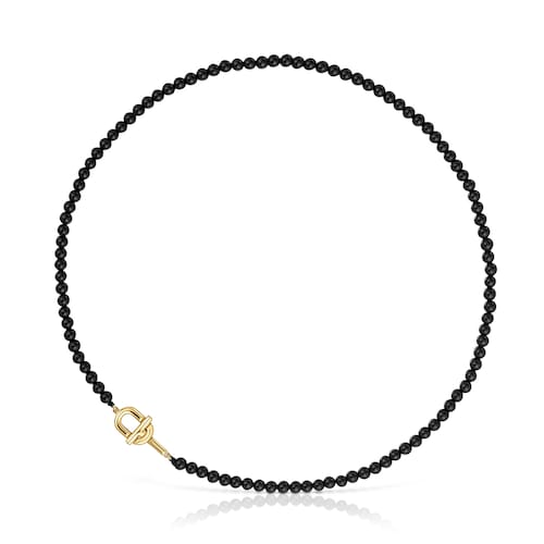 50 cm Necklace with 18kt gold plating over silver and onyx TOUS MANIFESTO
