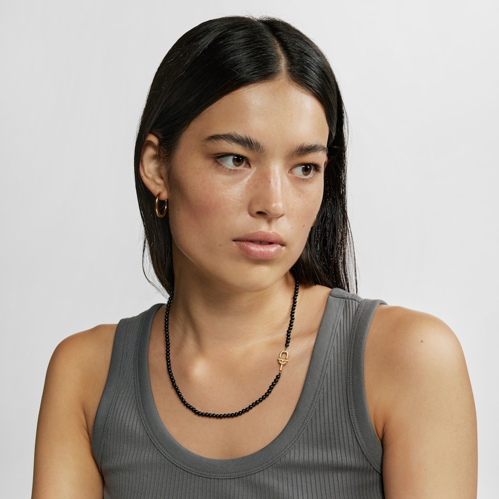 50&nbsp;cm lange Halskette TOUS MANIFESTO aus 18&nbsp;kt vergoldetem Silber mit Onyx