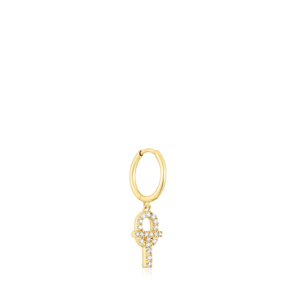 TOUS MANIFESTO Gold Single Earring with diamonds image number 1