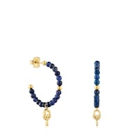Pendientes de aro con baño de oro 18 kt sobre plata y sodalita TOUS MANIFESTO