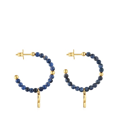 Hoop earrings with 18kt gold plating over silver and sodalite TOUS MANIFESTO
