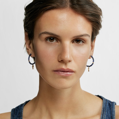 Hoop earrings with 18kt gold plating over silver and sodalite TOUS MANIFESTO