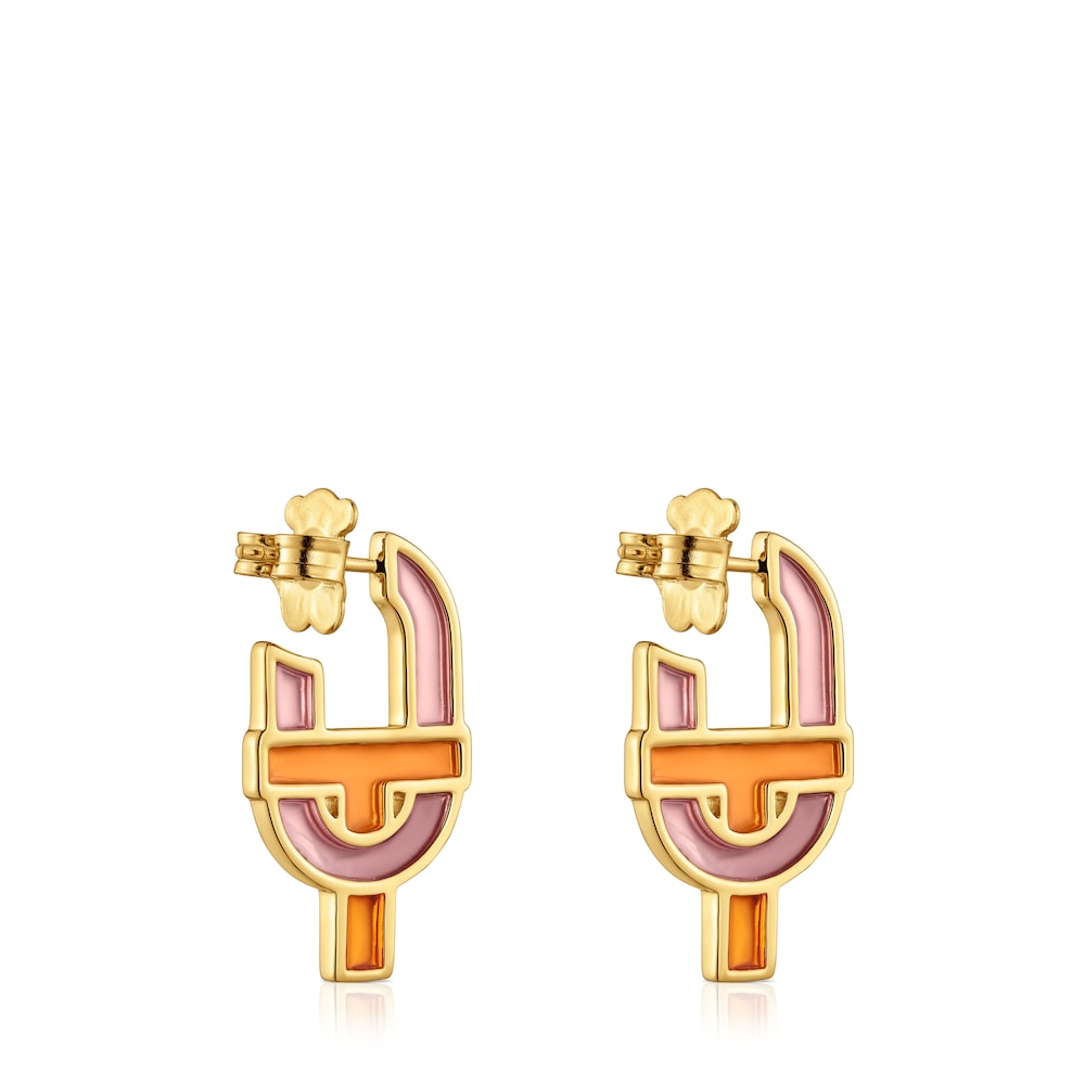 Pendientes con baño de oro 18 kt sobre plata y esmalte TOUS MANIFESTO Pendientes con baño de oro 18 kt sobre plata y esmalte TOUS MANIFESTO
