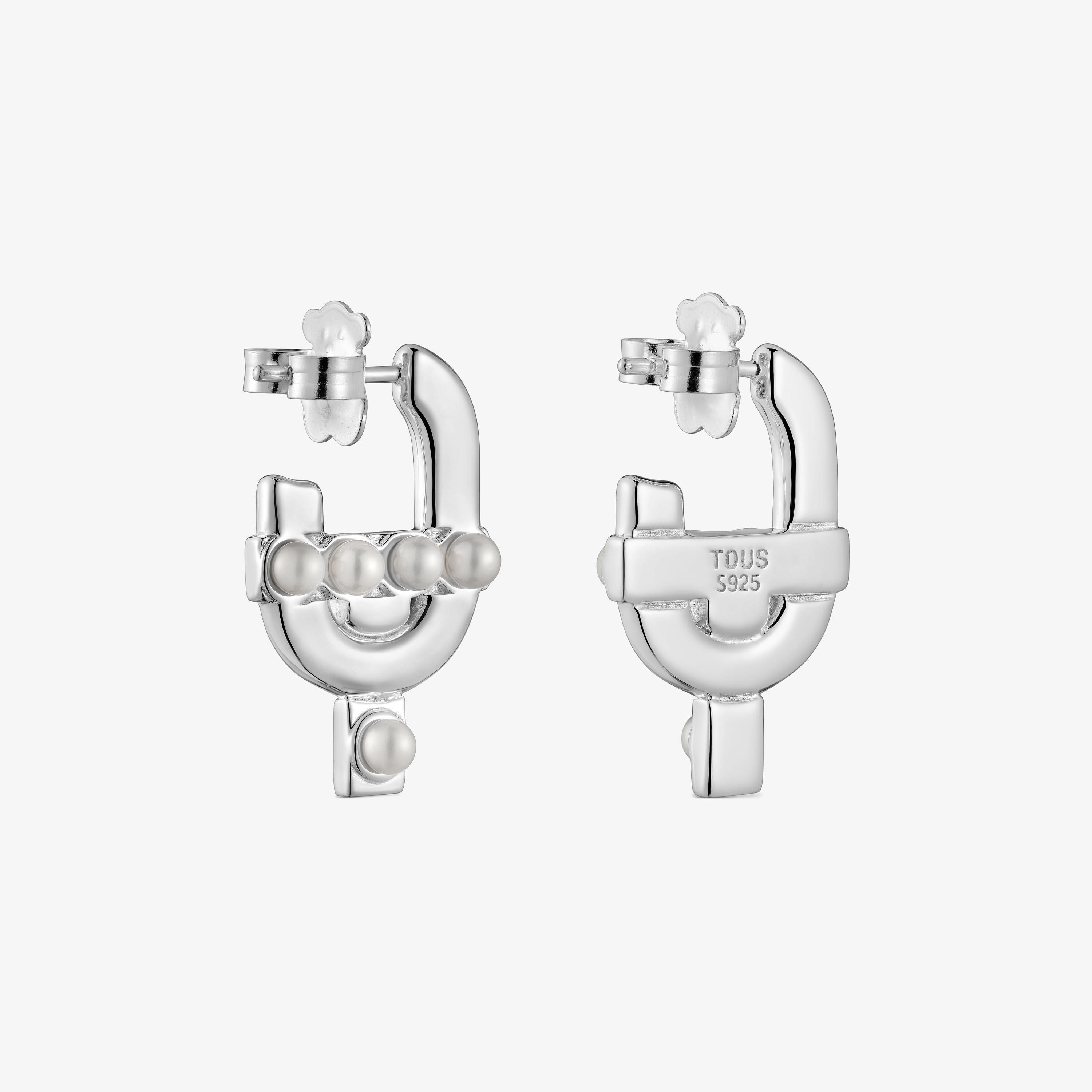 Silver Earrings with cultured pearls TOUS MANIFESTO