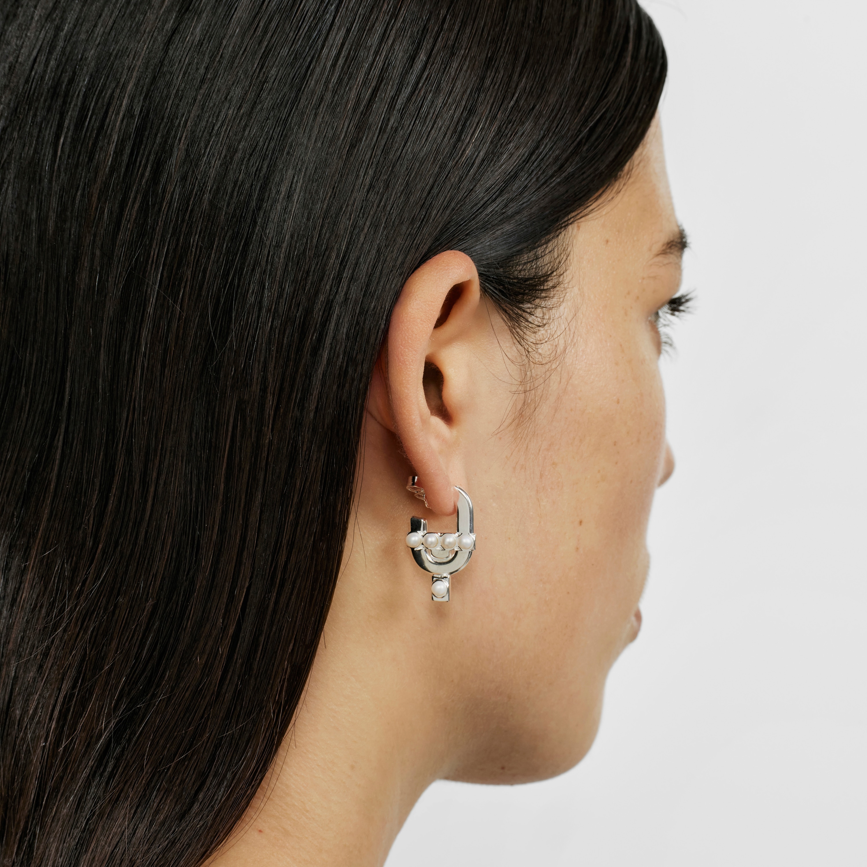 Silver Earrings with cultured pearls TOUS MANIFESTO