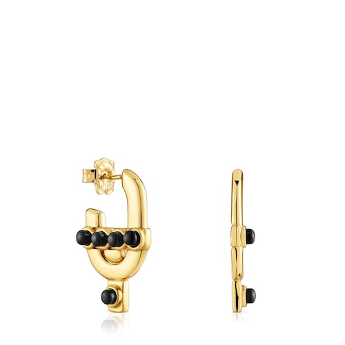 Pendientes con baño de oro 18 kt sobre plata y ónix TOUS MANIFESTO