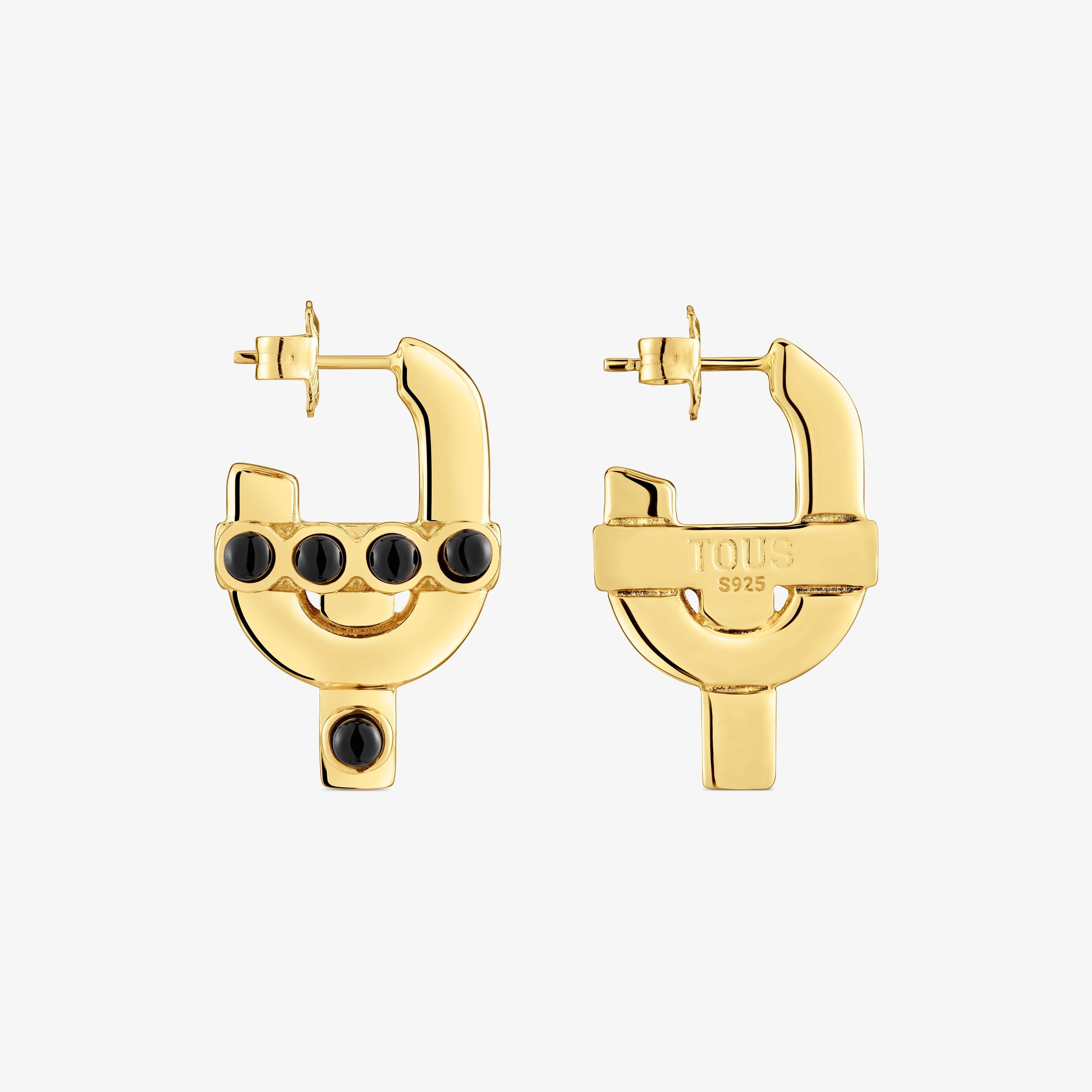 Earrings with 18K gold vermeil and onyx TOUS MANIFESTO