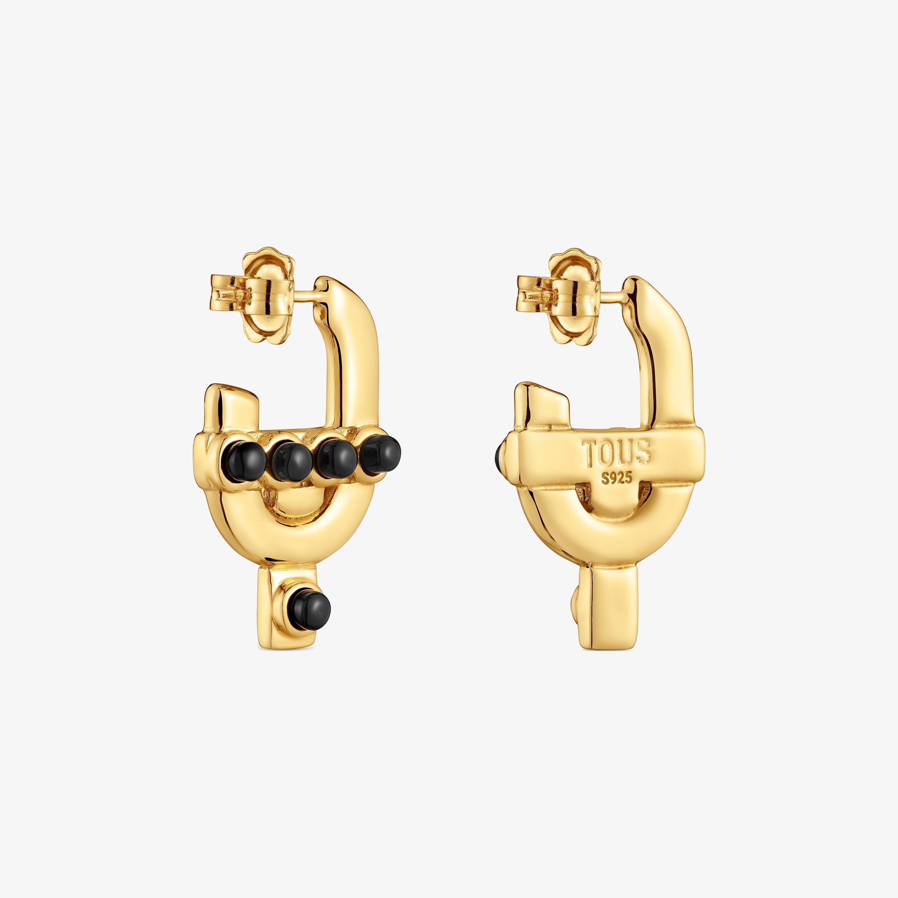 Earrings with 18K gold vermeil and onyx TOUS MANIFESTO